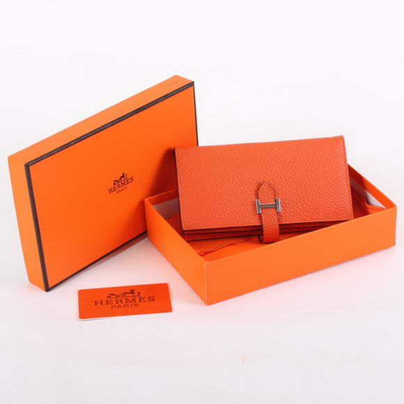 Cheap Fake Hermes Bearn Japonaise Bi-Fold A208 Orange